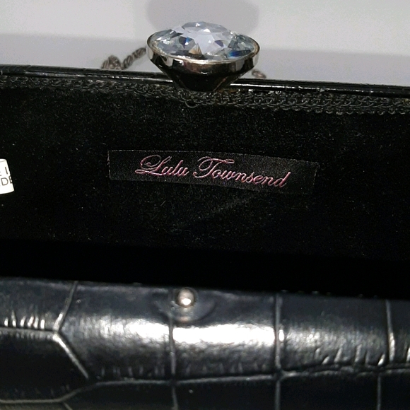 Lulu Townsend black faux leather clutch with chain - Picture 3 of 5